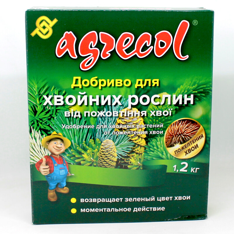 Добриво Agrecol для хвойних рослин від пожовтіння хвої