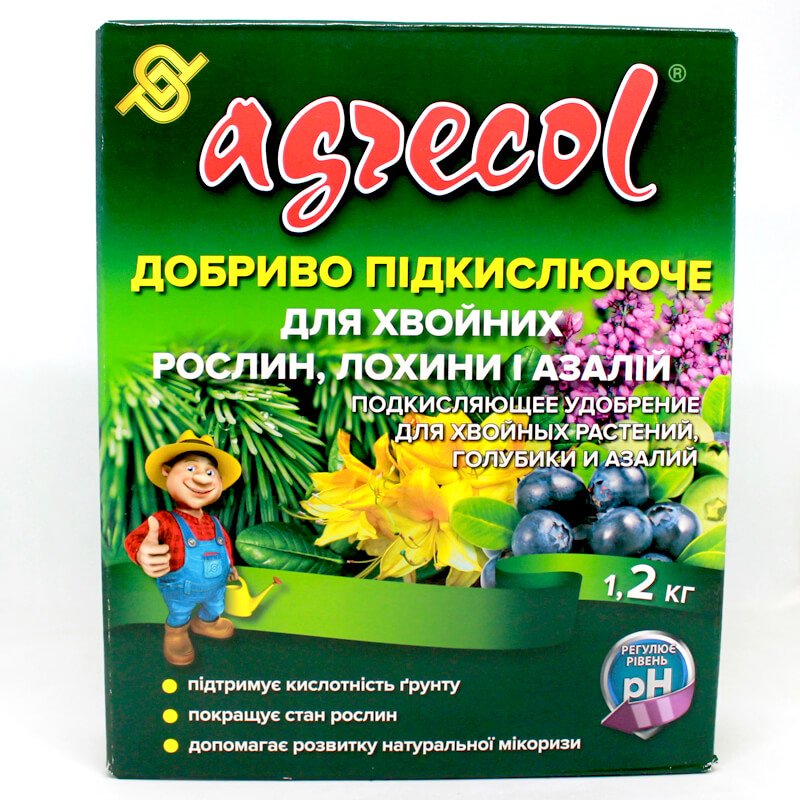 Подкисляющее удобрение Agrecol для хвойных растений, голубики, азалий